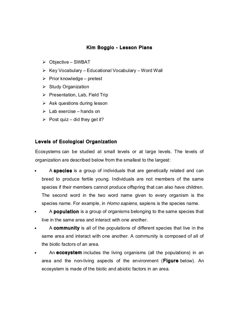 10 !!lesson plans levels of ecological organization