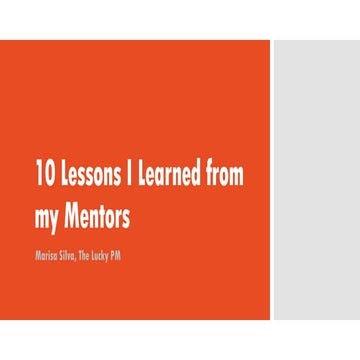 10 Lessons I Learned from my Mentors | PDF