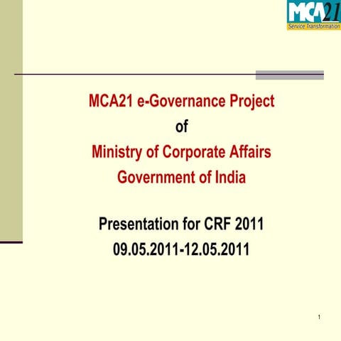 Overview of the MCA 21 Project (Mr. Avinash K. Srivastava, India)