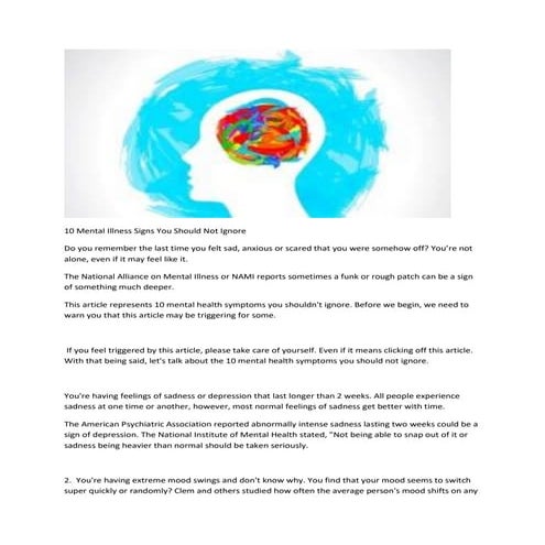 10 mental illness signs you should not ignore