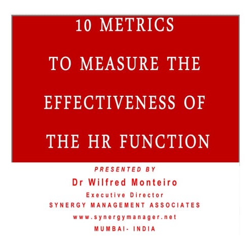 10 metrics to measure the effectiveness of Human Resource function