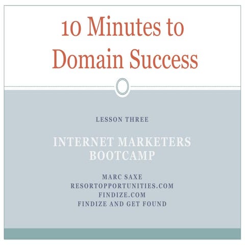 10 Minutes to Domain Success