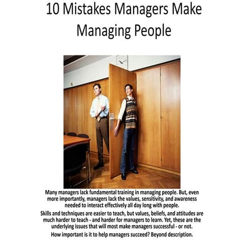 10 mistakes managers make managing people