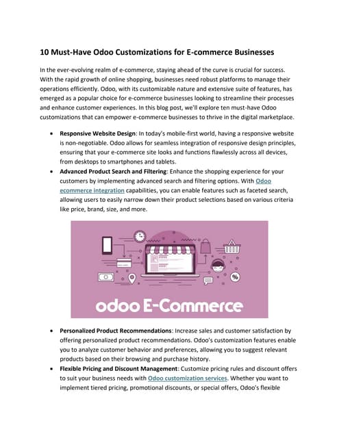 10 Must-Have Odoo Customizations for E-commerce Businesses
