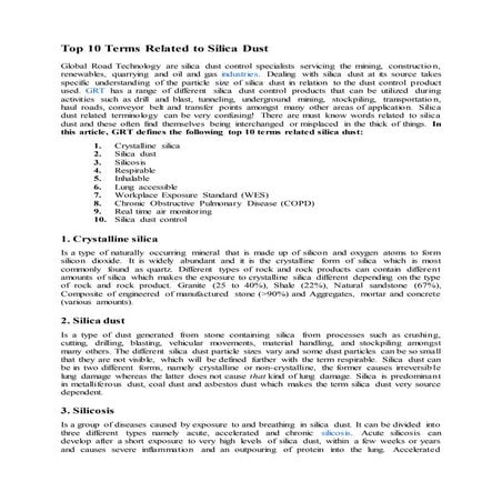 10 must knows words related to silica dust