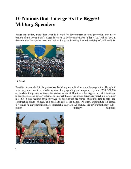 10 nations that emerge as the biggest military spenders