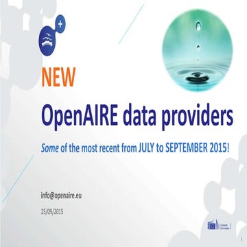 NEW OpenAIRE data providers: Some of the most recent from JULY to SEPTEMBER 2...