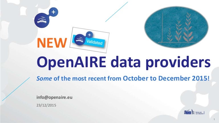 New Openaire Data Providers Some Of The Most Recent From October To