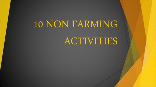 The Non Farming Activities In Indian Village