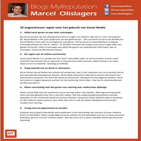 10 ongeschreven regels voor het gebruik van Social Media