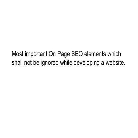 Most Important On Page SEO elements