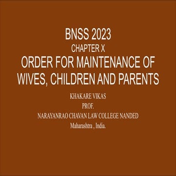 Bhartiya Nagri Suraksha Sanhita 2023; BNSS ORDER FOR MAINTENANCE OF WIVES, CHILDREN AND PARENTS