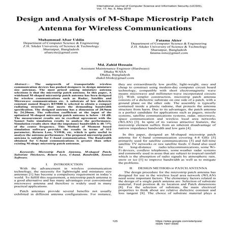 Design and Analysis of M-Shape Microstrip Patch Antenna for Wireless Communic...