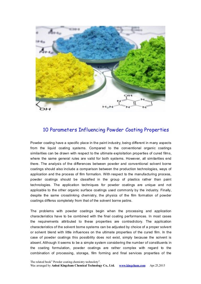 10 parameters influencing powder coating properties