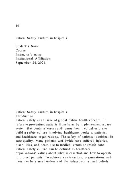 Patient safety culture | PDF