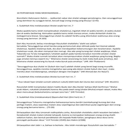 10 pertanyaan yang menyadarkan