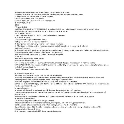 Tuberculosis osteomyelitis jaw management protocol