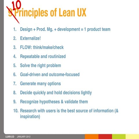 10 principles of Lean UX
