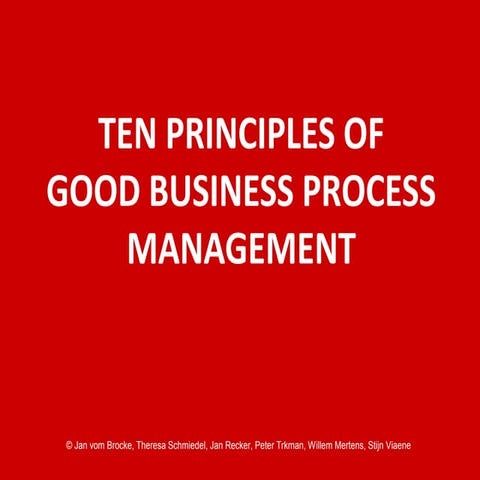 10 Principles of Good Business Process Management