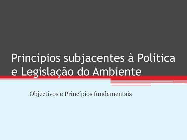 10 princípios subjacentes à política e legislação do ambiente | PPTX