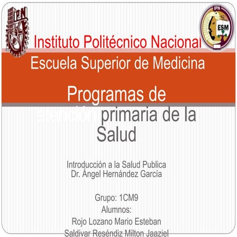 10 programas de atencion primaria de la salud | PPTX