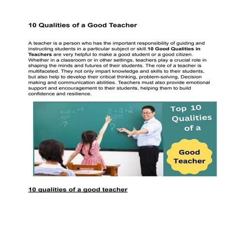 10 Qualities of a Good Teacher