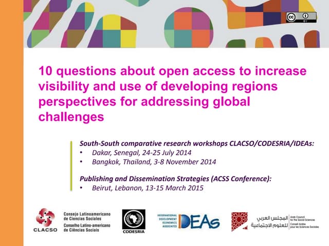 10 questions about open access to increase visibility and use of developing r...