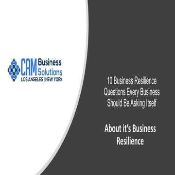 10 Questions Every Company Should Be Asking Itself About its Business Resilience