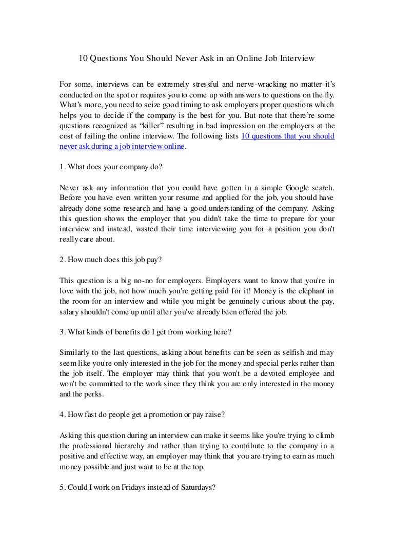 interview questions to ask employer
