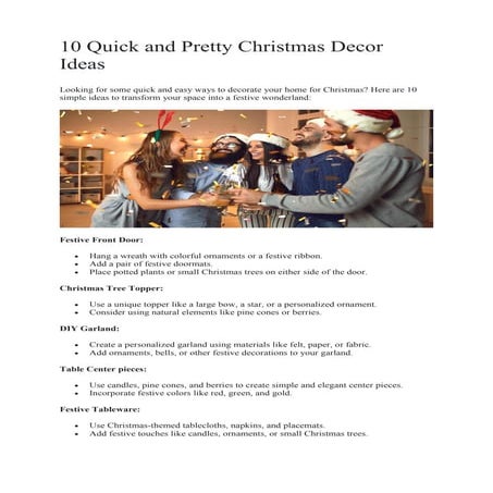 10 Quick and Pretty Christmas Decor Ideas | PDF
