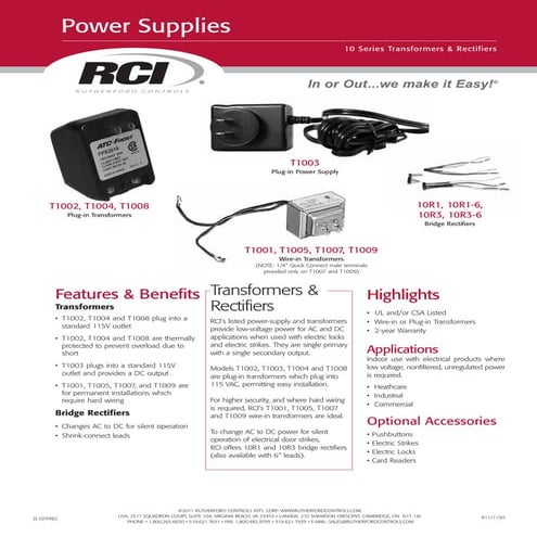 Rutherford 10R1 Data Sheet