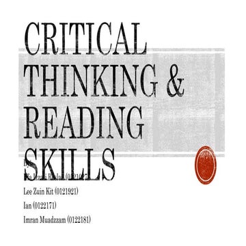 Critical thinking &amp; reading skills