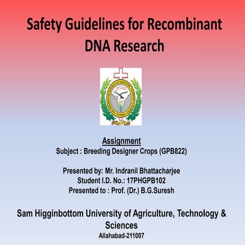 10 safety guidelines for recombinant dna research