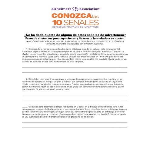 10 señales tempranas del alzheimer