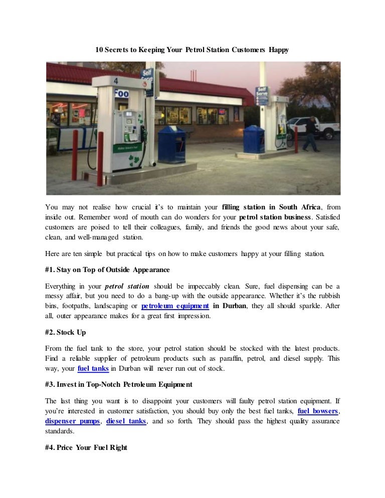 10 secrets to keeping your petrol station customers happy
