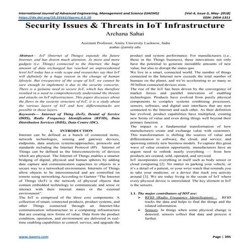 Security Issues & Threats in IoT Infrastructure