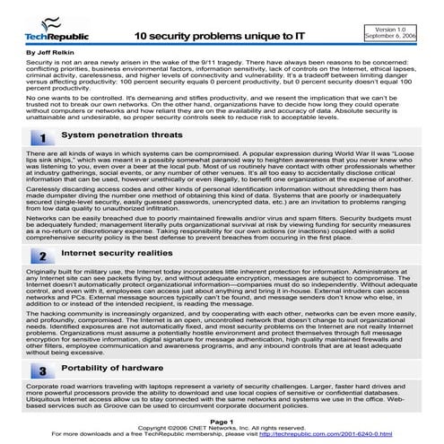 10 security problems unique to it