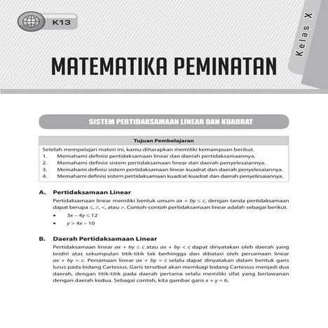 10 sistem pertidaksamaan linier dan kuadrat