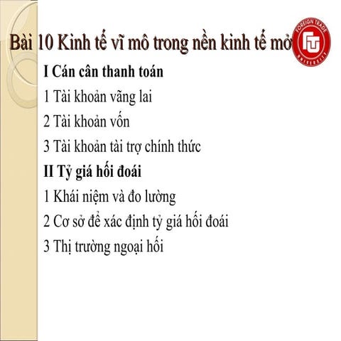 Kinh tế vĩ mô trong nền kinh tế mở