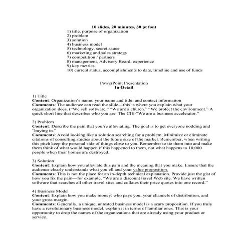 10 slides 20 minutes 30 pt font