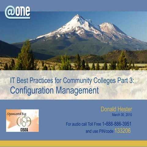 IT Best Practices for Community Colleges Part 3: Configuration Management 2010
