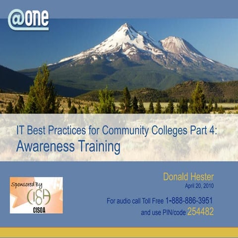 Security Awareness Training for Community Colleges 2009