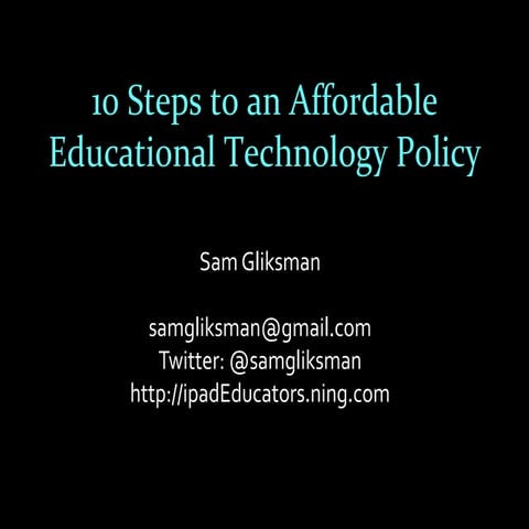 10 Steps to an Affordable Educational Technology Plan