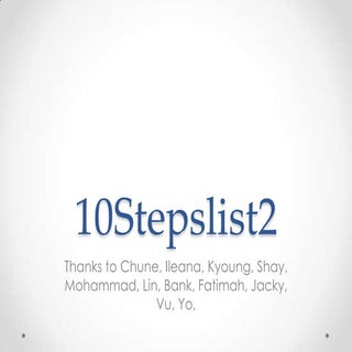 10 stepslisttwo