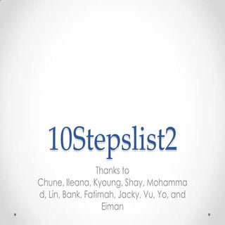 10 stepslisttwo