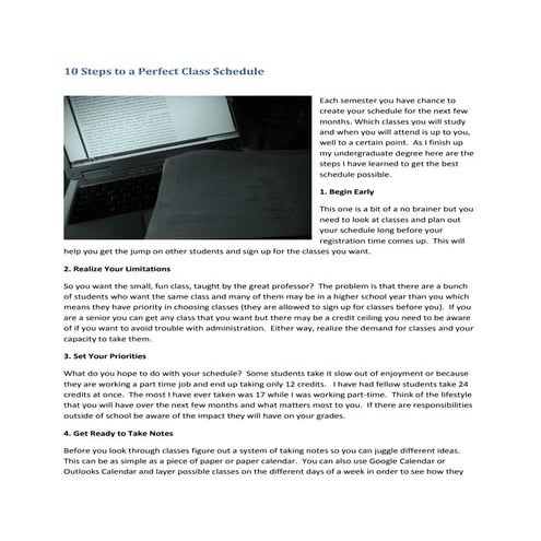 10 steps to a perfect class schedule