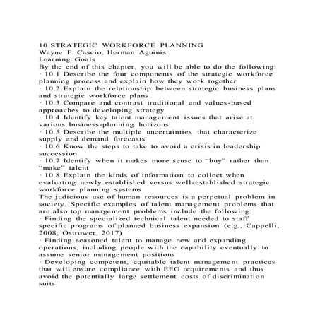 10 STRATEGIC WORKFORCE PLANNINGWayne F. Cascio, Herman Aguinis