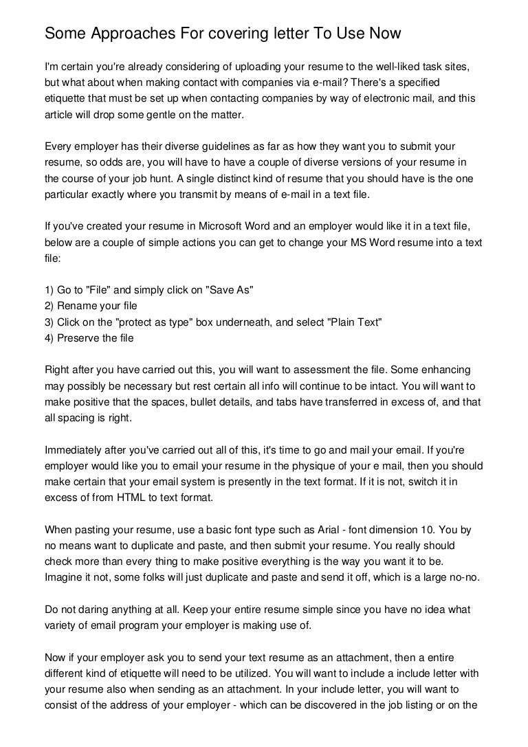 some approaches for covering letter to use now