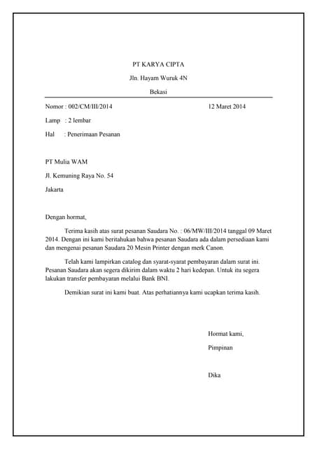 Contoh Surat Masuk dan Surat Keluar | DOCX