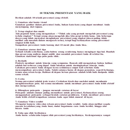10 teknik presentasi yang baik